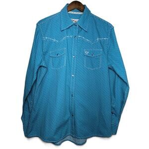 Cowgirl Hardware Women's Western Turquoise/White Pearl Snap Shirt Size L
